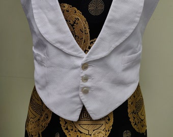 Formal Moss Bros Marcella cotton pique dress waistcoat 1950s with mother of pearl buttons, 42 inch chest, 30 inch waist