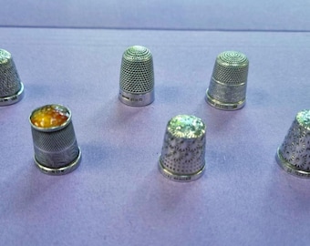 Antique sterling silver thimbles full English hallmarks, priced individually