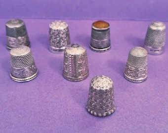 Antique sterling silver thimbles full English hallmarks, priced individually
