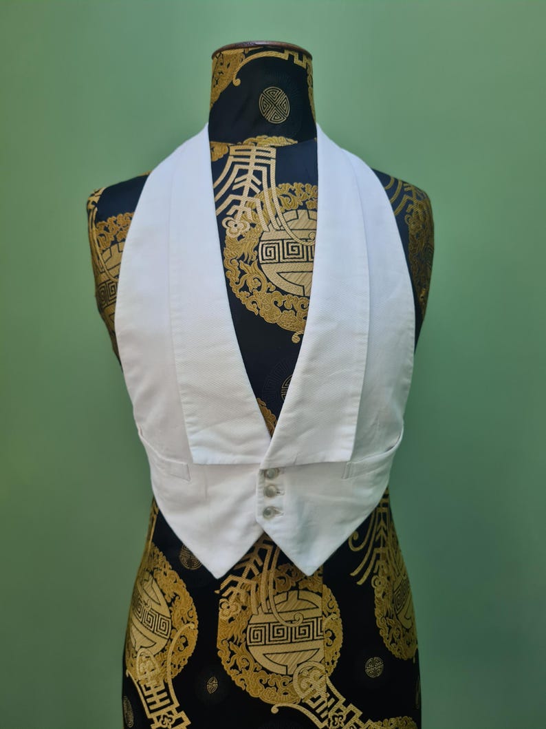 Austin Reed Formal Marcella Cotton Pique Dress Waistcoat 1950s With