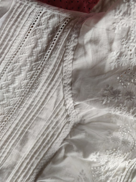 Broderie Anglaise trimmed hand sewn and embroider… - image 7