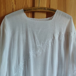 Original 1920s handmade Embroidered muslin Summer Nightdress with butterflies.    Size M to L