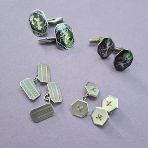 Vintage silver cufflinks, 1930s, 40s, 50s