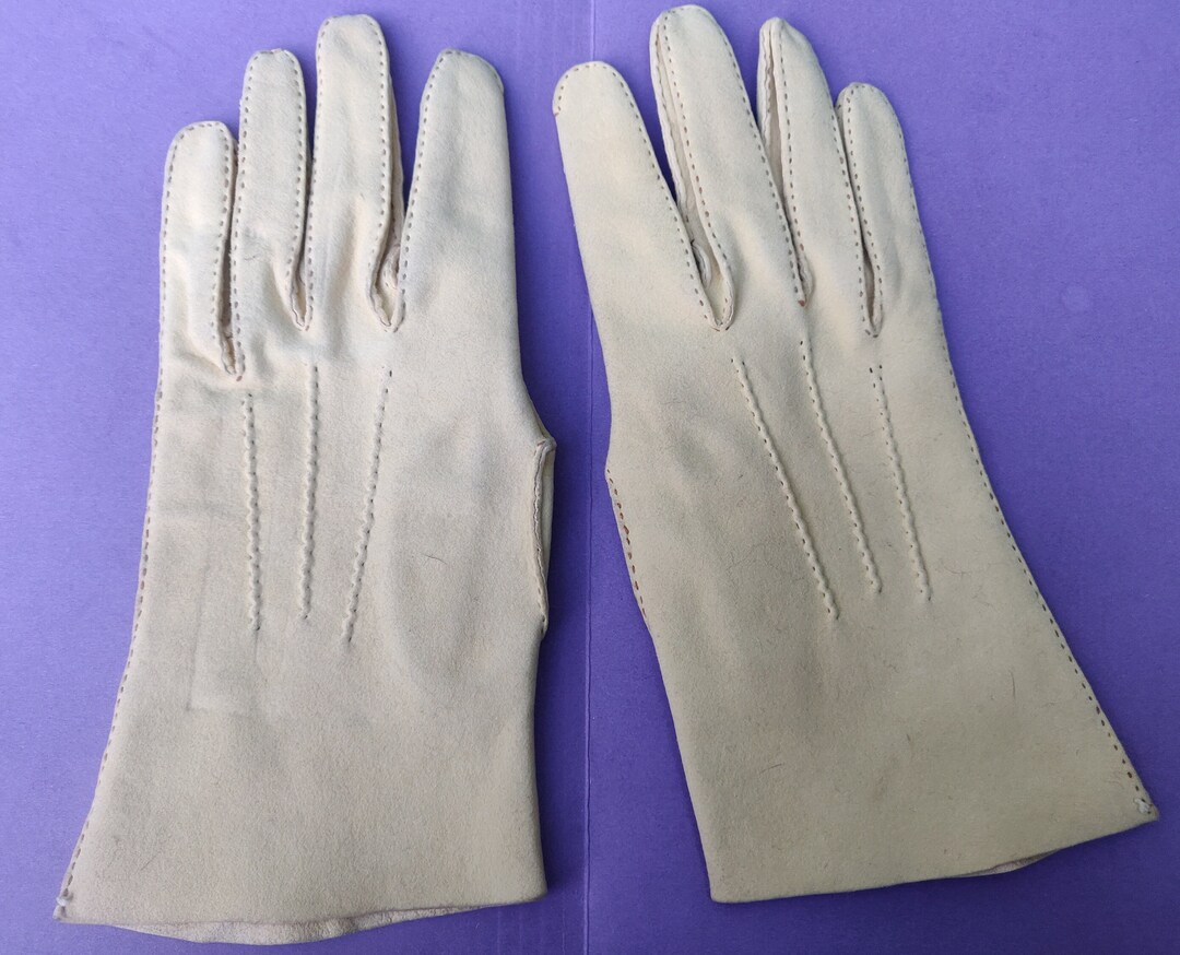Boultons, English Hand Sewn Yellow Doeskin Leather Gloves Size 9 Etsy