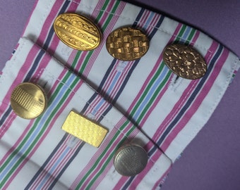 Vintage cufflinks, brass, chrome and gilt - 1920s and 30s