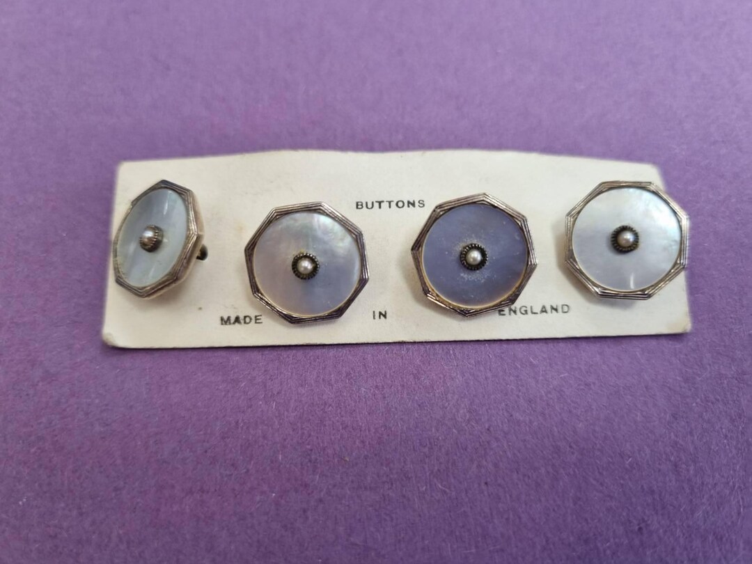 Octagonal Waistcoat / Shirt Front Buttons: Mother of Pearl, Sterling ...