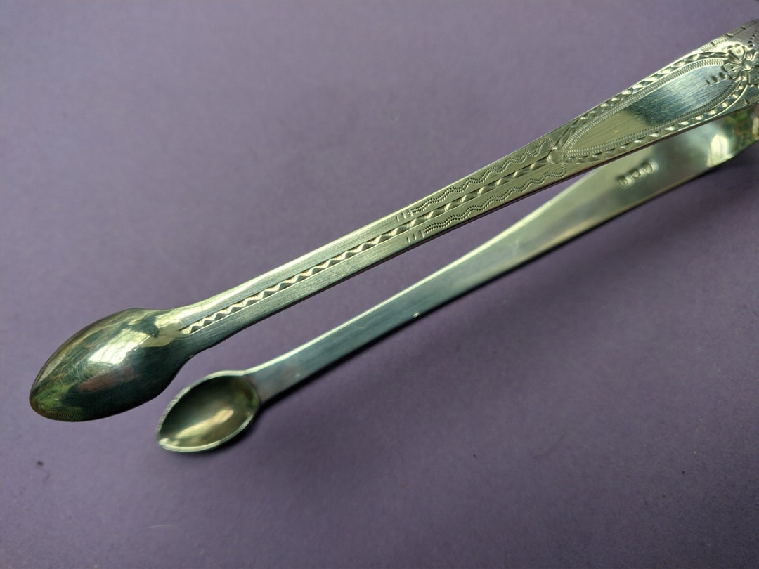 Silver Antique Sugar Tongs With British Hallmarks for Thomas