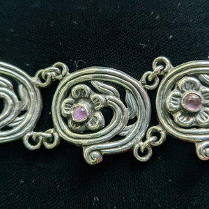 PRICE REDUCTION 1950s Mexican bracelet, silver and amethyst eagle marked and sterling