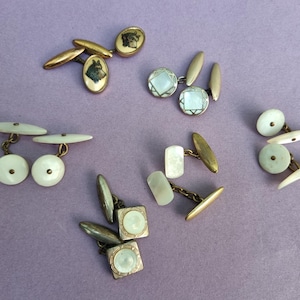 Vintage cufflinks, enamel, chrome, celluloid, brass and gilt - 1930s - 1980s