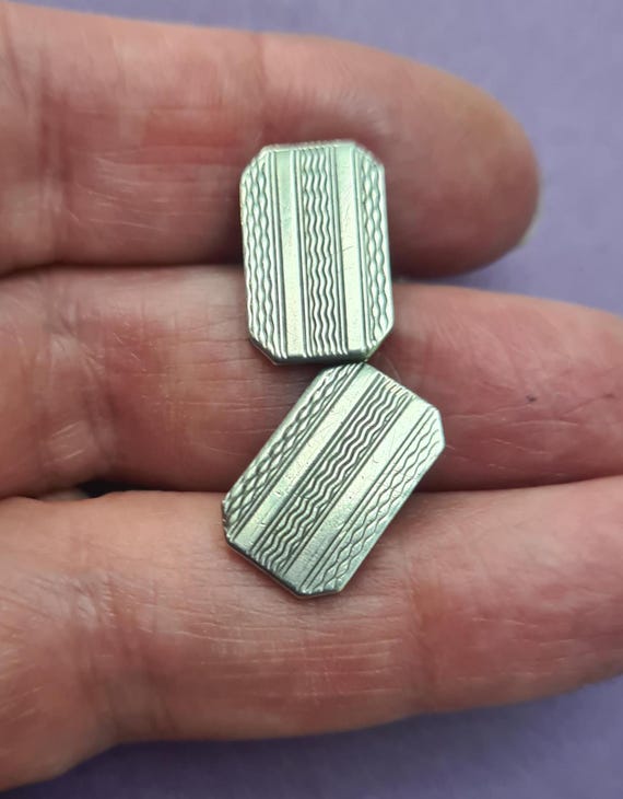 Boutons De Manchette Vintage ALP Italie – Ton Argenté, Années 50, Occasion En Bon état