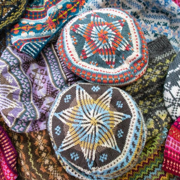 Fair Isle Toboggan Hat Light Blue