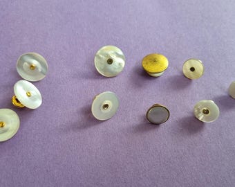 Vintage 1930s Mother of Pearl and plastic shirt accessories:  back collar studs