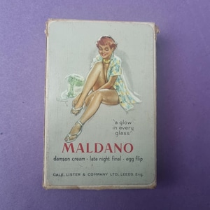 Waddingtons Werbespielkarten für Maldano damson cream 1960er Jahre