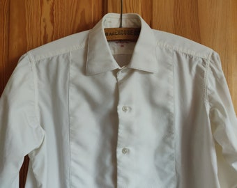 Marcella fronted bibbed 1970s formal dinner shirt, Moss Bros of Covent Garden, collar 14.5