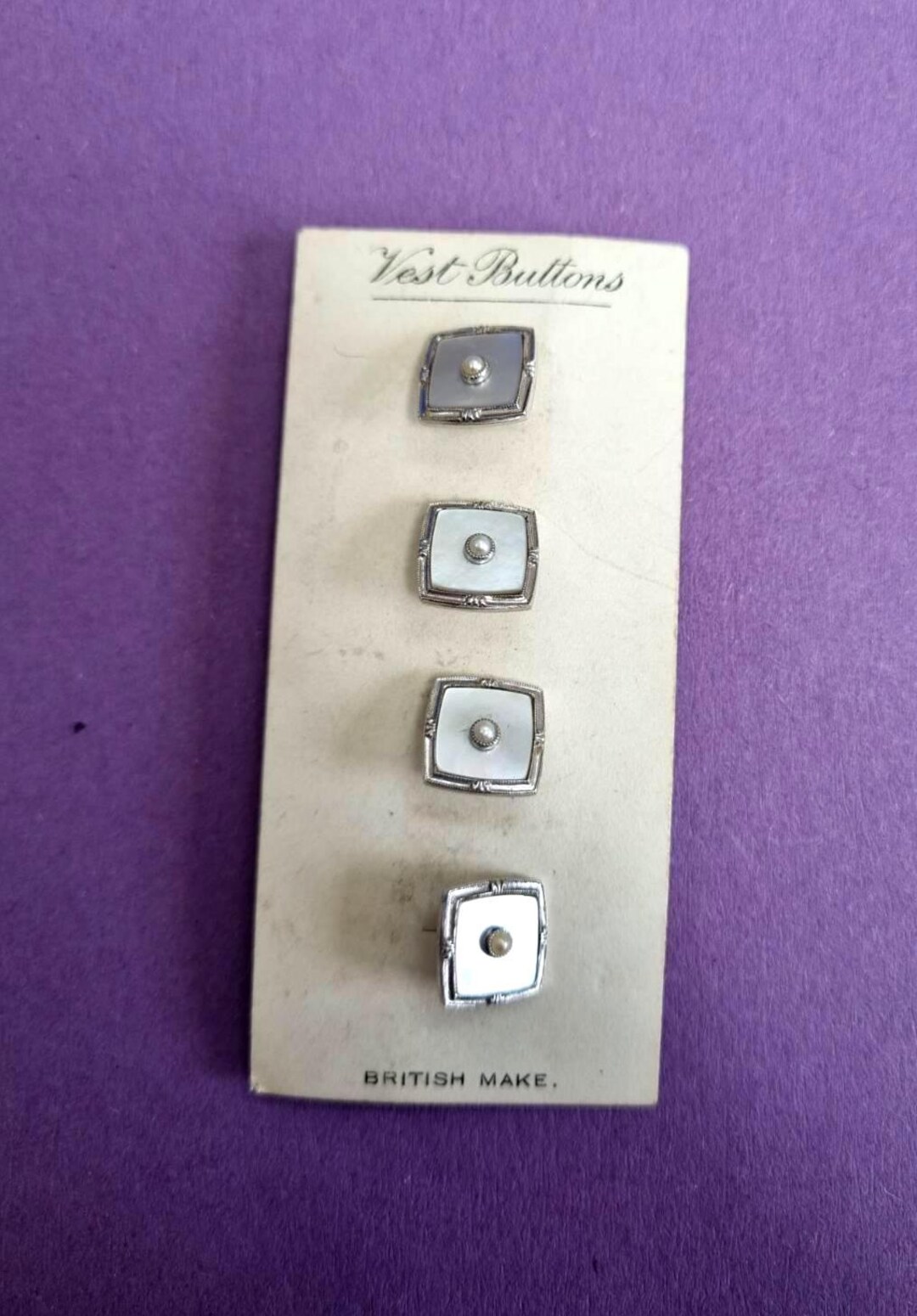 Matching Waistcoat / Shirt Front Buttons on Their Original Card. Mother ...