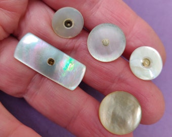 Vintage 1930s Mother of Pearl shirt accessories:  back collar studs