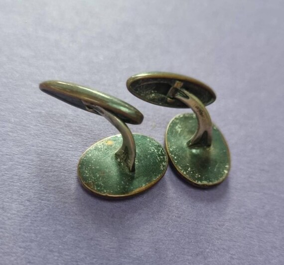 Paire De Boutons De Manchette Plaqués Or Avec Plaque De Nacre - Vintage, Parfait état