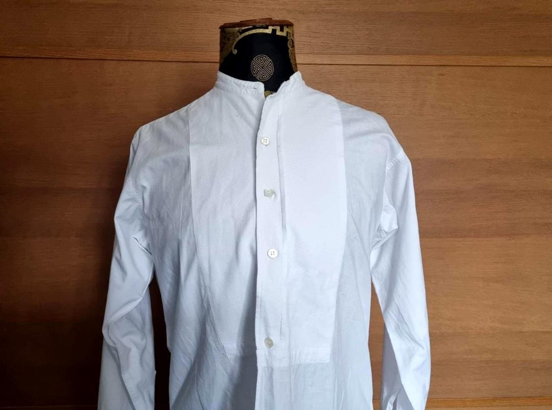 1960s White Marcella Bib Formal Shirt, Mother of Pearl Buttons, Collar 14.5 - Etsy Australia 1960s White Marcella Bib Formal Shirt, Mother of Pearl Buttons, Collar 14.5 - Etsy Australia