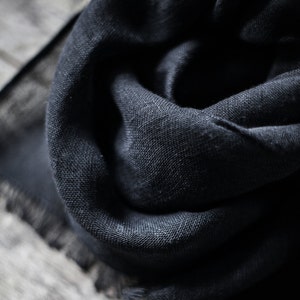 Linen Scarf / Black Colour/ / Unisex Scarf