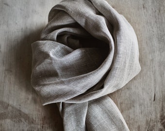Natural Linen Scarf / Natural Linen Color / Linen Grey /