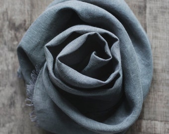 Linen Scarf / Greenish Grey Colour/ / Unisex Scarf