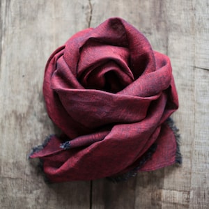 Linen Scarf / Red Colour/ / Unisex Scarf