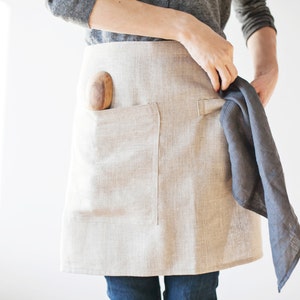 Linen Apron / Kitchen Apron / Cafe Apron / Half Apron