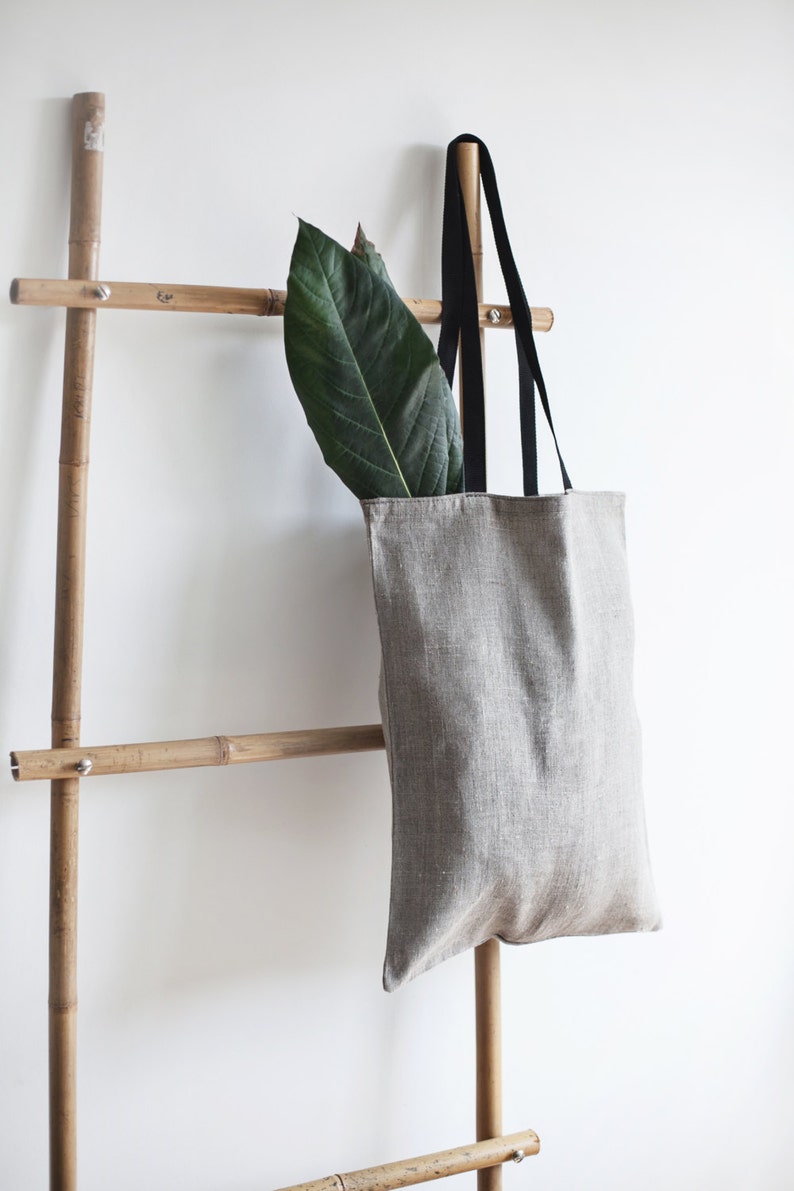 Linen Tote Bag / Natural Linen Bag / Grey Bag / Tote Bag image 4