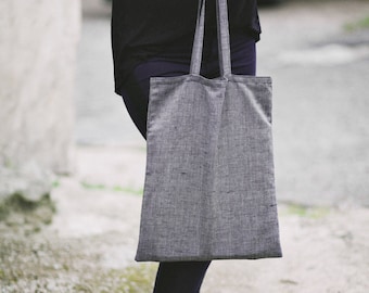 Linen Tote Bag / Grey  Bag / Tote Bag