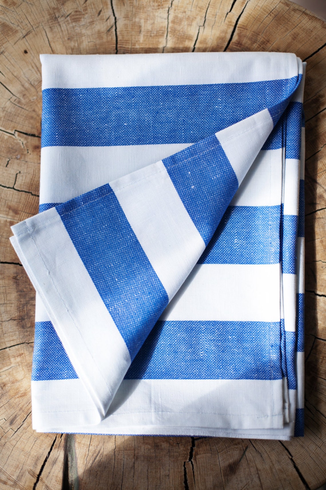 Linen Beach Blanket / Linen Towel / Striped Beach Towel / Blue Etsy