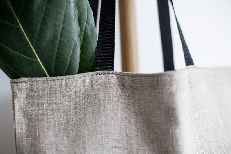 Linen Tote Bag / Natural Linen Bag / Grey Bag / Tote Bag image 2