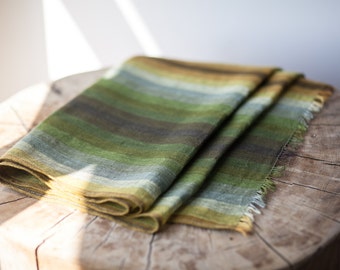 Linen Scarf / Mustard Yellow Green  Brown Colour/ / Unisex Scarf