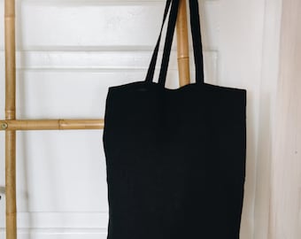 Linen Tote Bag / Black Linen Bag / Minimal Tote Bag / Tote Bag / Two Sizes