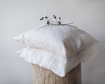 Natural Chequered Linen Pillowcase / Pillow Cover / Natural Linen / Bedroom Linen / Bedding /