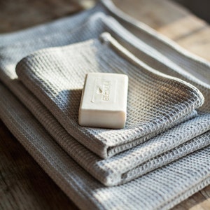 Natural Linen Towel / Bath Towel / Natural Beige Linen Towel /  Waffle Towel / Large
