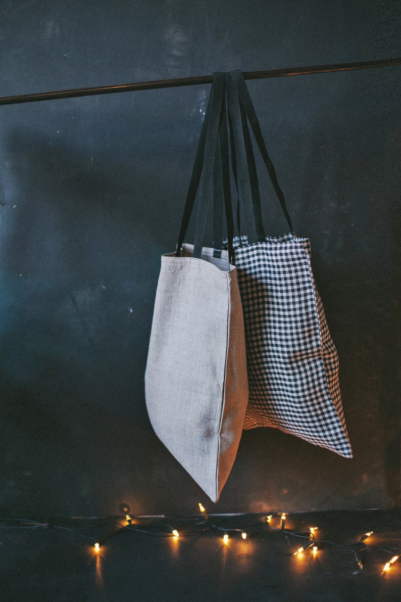Linen Tote Bag / Natural Linen Bag / Grey Bag / Tote Bag image 5