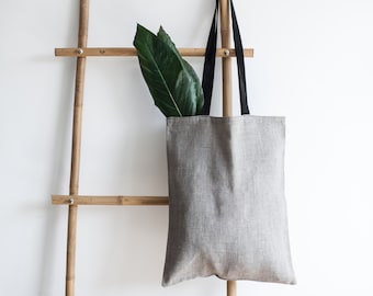 Linen Tote Bag / Natural Linen Bag / Grey Bag / Tote Bag