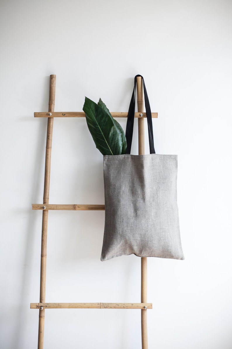 Linen Tote Bag / Natural Linen Bag / Grey Bag / Tote Bag image 1