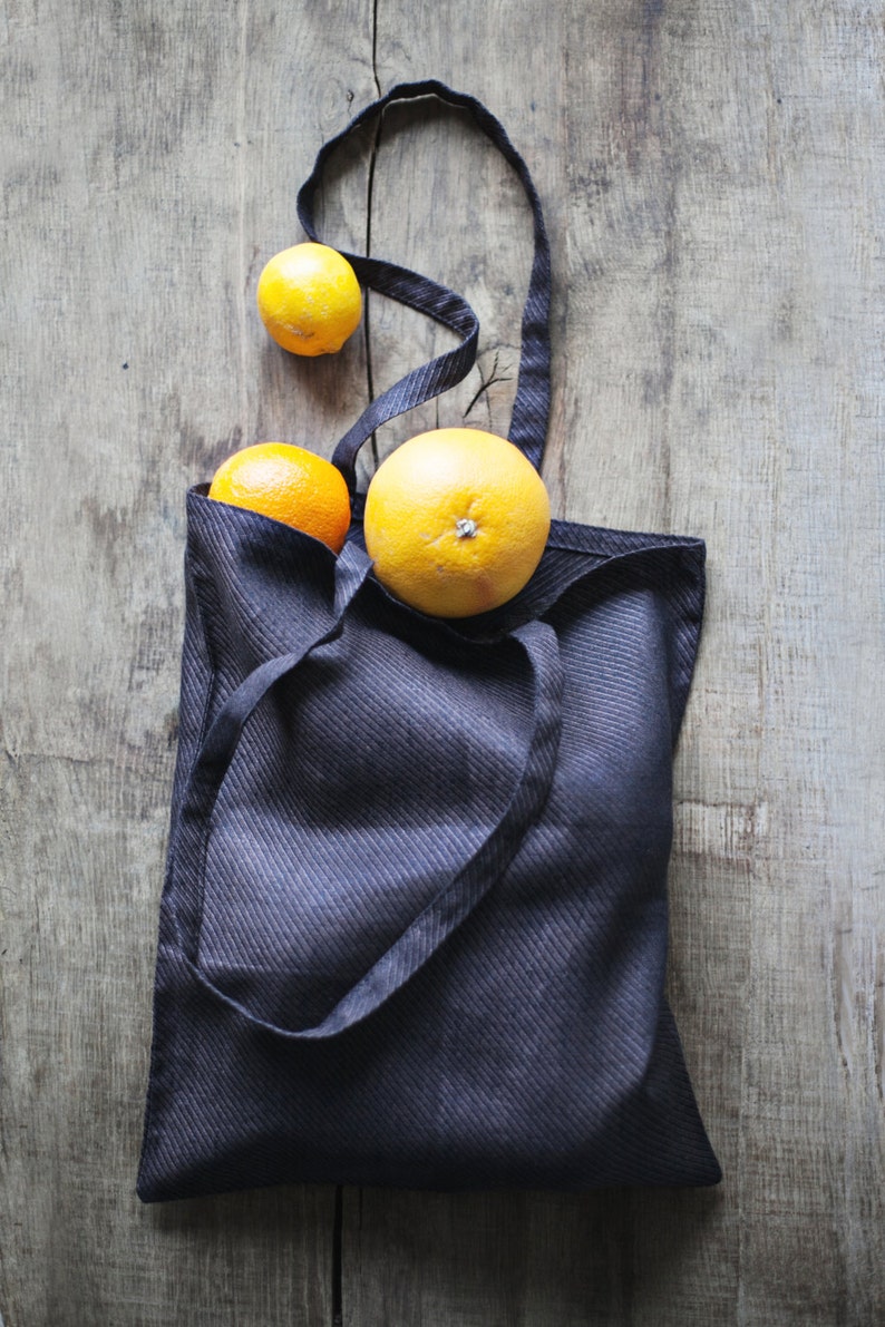 Linen Tote Bag / Dark Purple Bag image 1