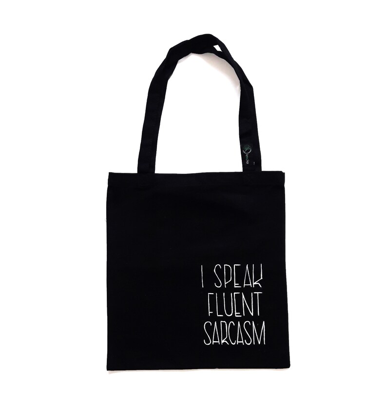 Black Tote Bag, I Speak Fluent Sarcasm, Tote Bag Canvas, Great for ...