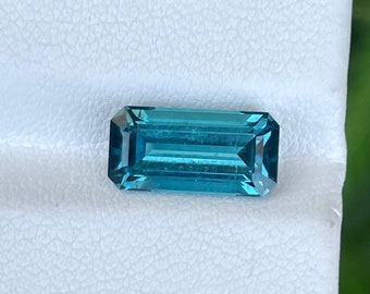 3.13 Carats Soft Indicolite Tourmaline Stone Emerald Cut Natural Gemstone from Afghanistan for Jewelry Perfect Ring Size Loose Tourmaline