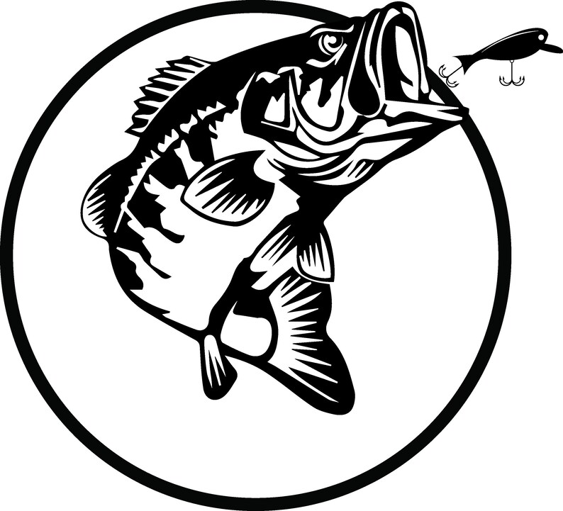 Bass fish silhouette Fishing cut file gone fishing vector | Etsy