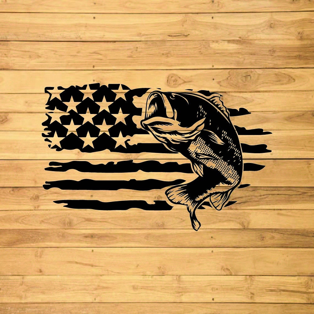USA Flag Bass Fishing Svg File US Flag Bass Fish USA bass | Etsy