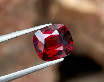 1.55 Carats Deep Red Burmese Spinel Stone Cushion Cut Natural Gemstone for Jewelry Perfect Ring Size Loose Red Spinel Gemstone Birthstone