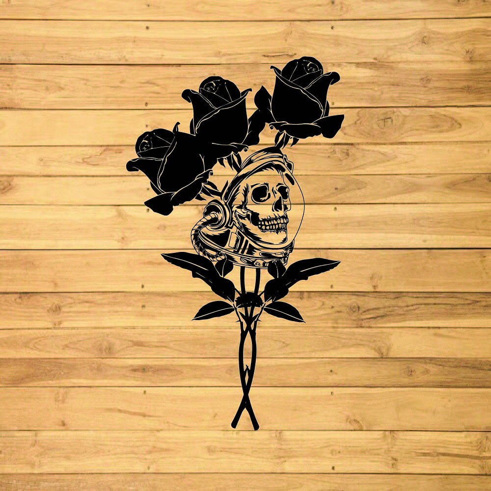 Download Skull svg skeleton svg rose svg flower svg skull vector | Etsy