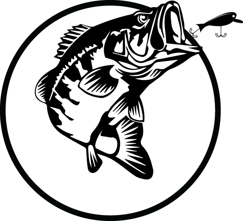 Download Bass fish silhouette Fishing cut file gone fishing vector | Etsy