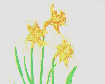 daffodils original woodblock print