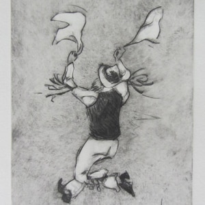 Morris Dancer #1 original drypoint print