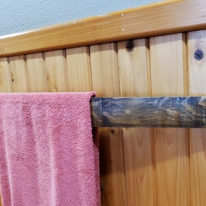 Rustic Wine Barrel Stave Towel Bar - Reclaimed Wood Decor