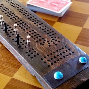 Blue Style Cribbage Board -Wood Cribbage Board-Cribbage Board-Custom Cribbage Board-Wine Stave Cribbage Board-Gifts for Him